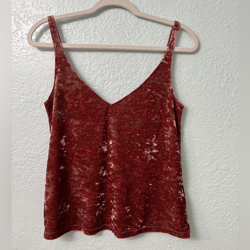H&M Rust pink Tank Top Size XS Crushed Velvet Loose-Fitting